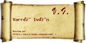 Varró Iván névjegykártya